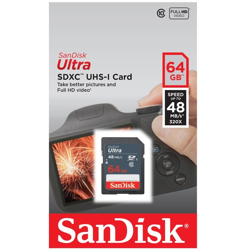 Thẻ nhớ SDXC Sandisk Ultra 64G Class 10 48 MB/s